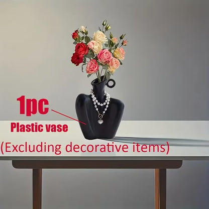 1 Elegant INS Style Plastic Shoulder Design Vase- Modern Decorative Flower Stand, Suitable for Daily Home, Party, Wedding, and Holiday Decoration- Ideal Gift