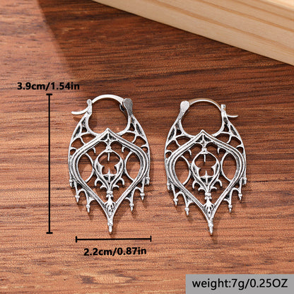 Womens Retro Irregular Hollow-Out Design Earrings