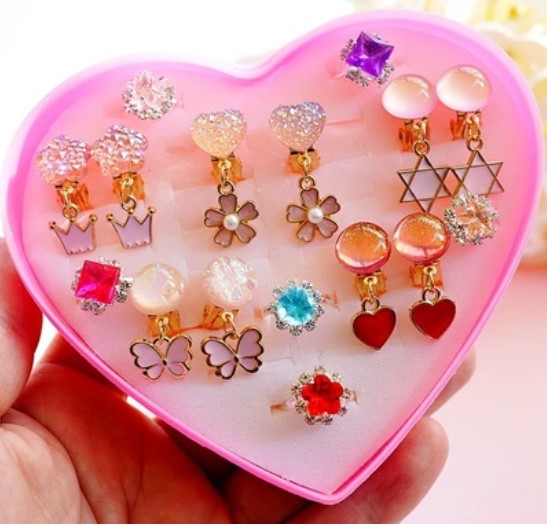 Girls Children's Gem Swan Ear Ornaments