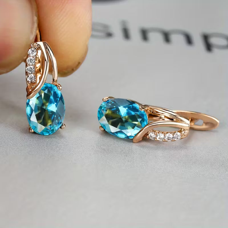 Elegant and fashionable oval cut Synthetic Zirconia, Synthetic Zirconia earrings, vintage Synthetic Zirconia earrings, bridal wedding jewelry gifts