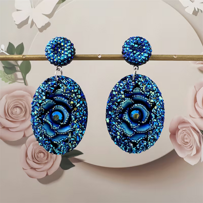 A Pair of Stunning And Flamboyant Oval Resin Drop Earrings, Featuring a Stylish, Elegant, And Luxurious Design, Making Them The Perfect Choice for Everyday Wear Or As a Gift for Women