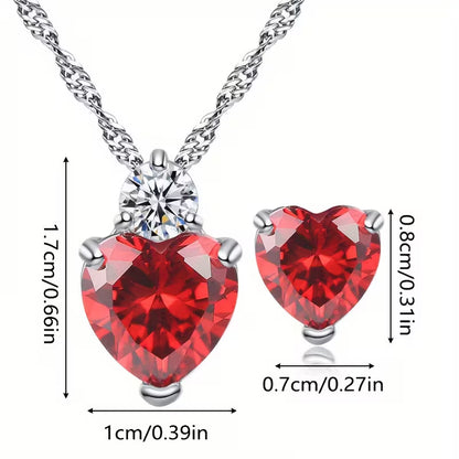 2pcs Exquisite Fashion Earrings and Necklace | Versatile Alloy Jewelry with Plated K and Mosaic, Silvery Color, For Teenager