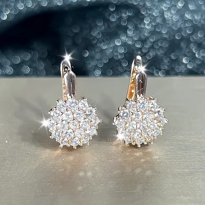 A Pair Of Luxurious Atmospheric Sunflower Filled with Synthetic Zirconia Decoration Earrings, Earrings, Wedding Jewelry, Bridesmaid Gifts, Gifts for Wife, Valentine's Day Gifts, Holiday Gifts, Suitable for Women