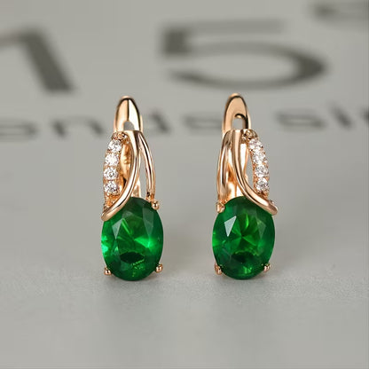 Elegant and fashionable oval cut Synthetic Zirconia, Synthetic Zirconia earrings, vintage Synthetic Zirconia earrings, bridal wedding jewelry gifts
