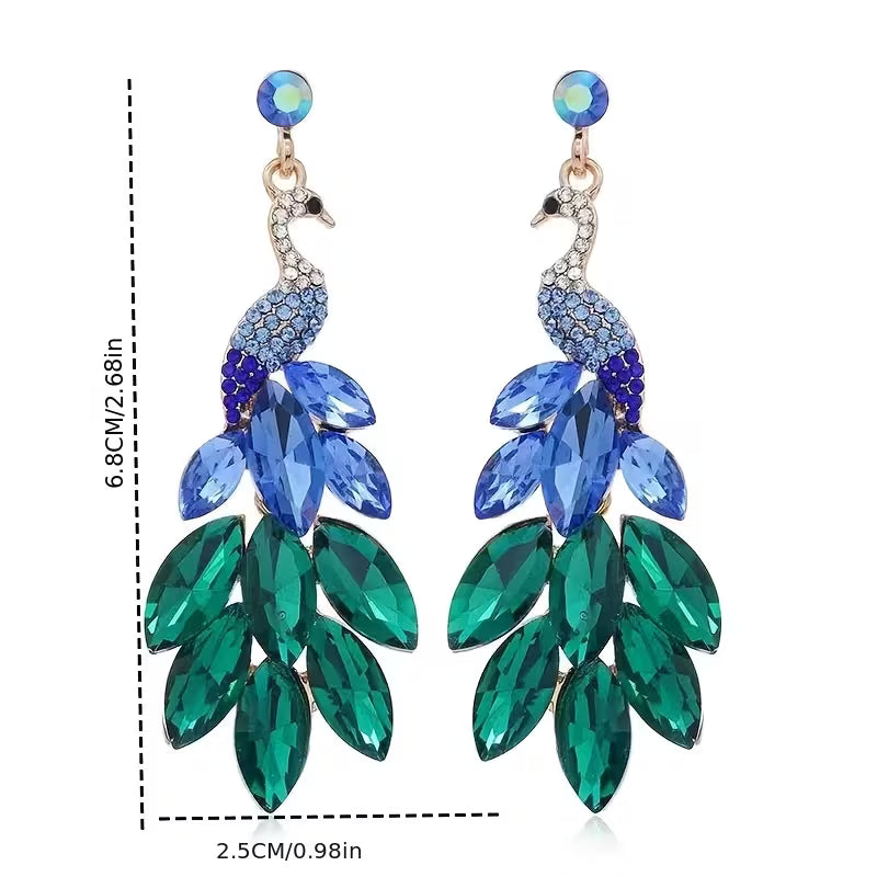 A Pair of European and American Fashion Retro Indian Exotic Peacock Earrings, Delicate & Stylish