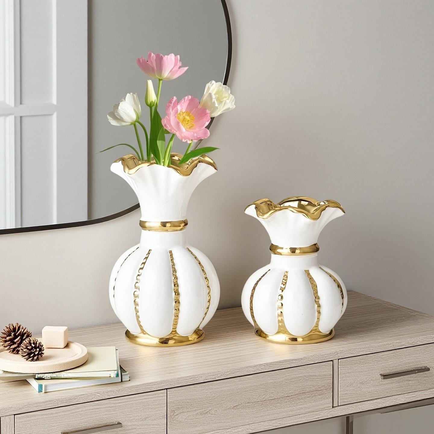 Nordic Modern Creative Ceramic Flower Vase, Home Living Room Dining Table Desktop Decoration, Christmas Festival Decorative Pot