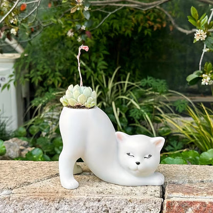 1pc of Bohemian Creative Design Cute Cat Flower Pot for Planting And Breeding, Lightweight And Multifunctional, Made of Shatterproof Synthetic Resin, Suitable for Indoor And Outdoor Use