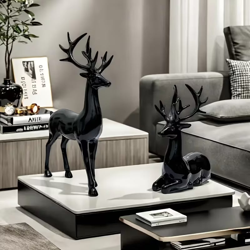 Modern Deer Statue - Elegant Plastic Tabletop Deer Figurine for /, Deer Antler Decor Suitable for Christmas, Easter, Thanksgiving - Collectible Gift for Home & Office ( Sculpture)