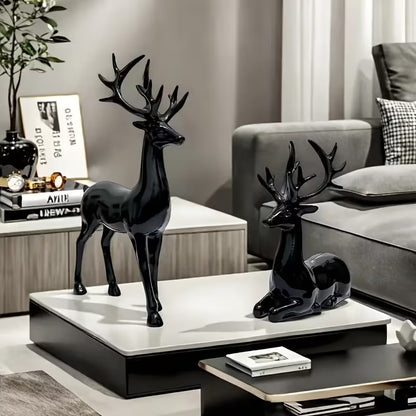 Modern Deer Statue - Elegant Plastic Tabletop Deer Figurine for /, Deer Antler Decor Suitable for Christmas, Easter, Thanksgiving - Collectible Gift for Home & Office ( Sculpture)