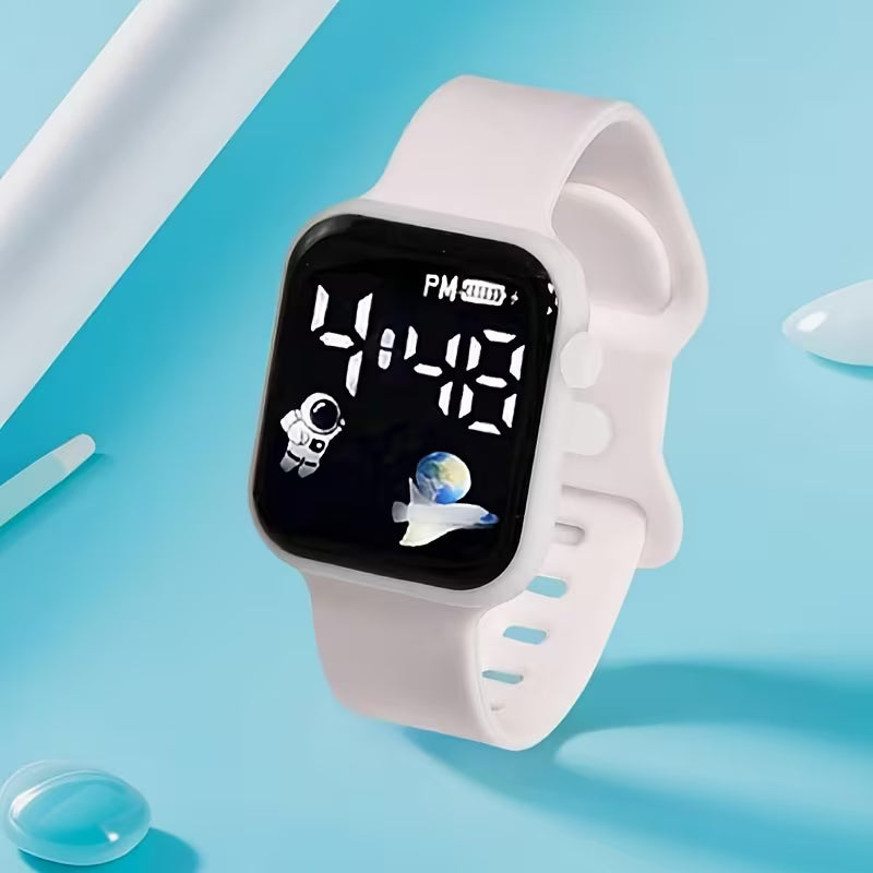 6Pcs Watches for Women Set Fashion Trend Exquisite Small White Silicone Electronic Watch Bracelet Necklace Ring Earrings Friends Birthday Gift Girlfriend Boyfriend Travel Vacation Graduation Season The Best Choice for Gifts