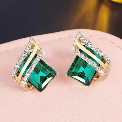 Elegant Retro-Style Geometric Earrings with Red Accents and Golden Anti-Allergy Alloy | Perfect for Wedding, Party, and Valentine'S Day Gifts, KC Golden Plated, Mosaic