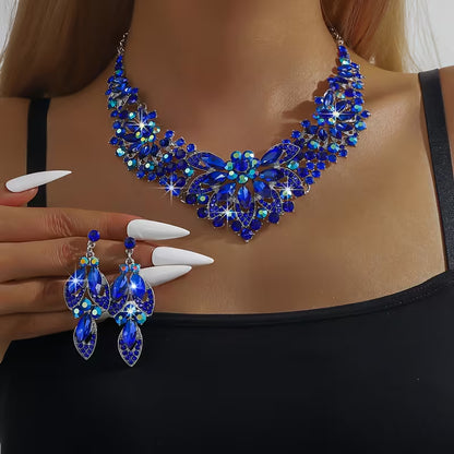 3pcs Women'S Bohemian Inlaid Large Rhinestone Sparkling Zirconia Luxury Jewelry Set