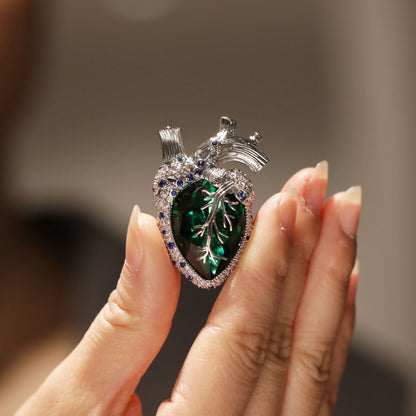 Copper Zircon Luxury Heavy Industry New Heart Brooch