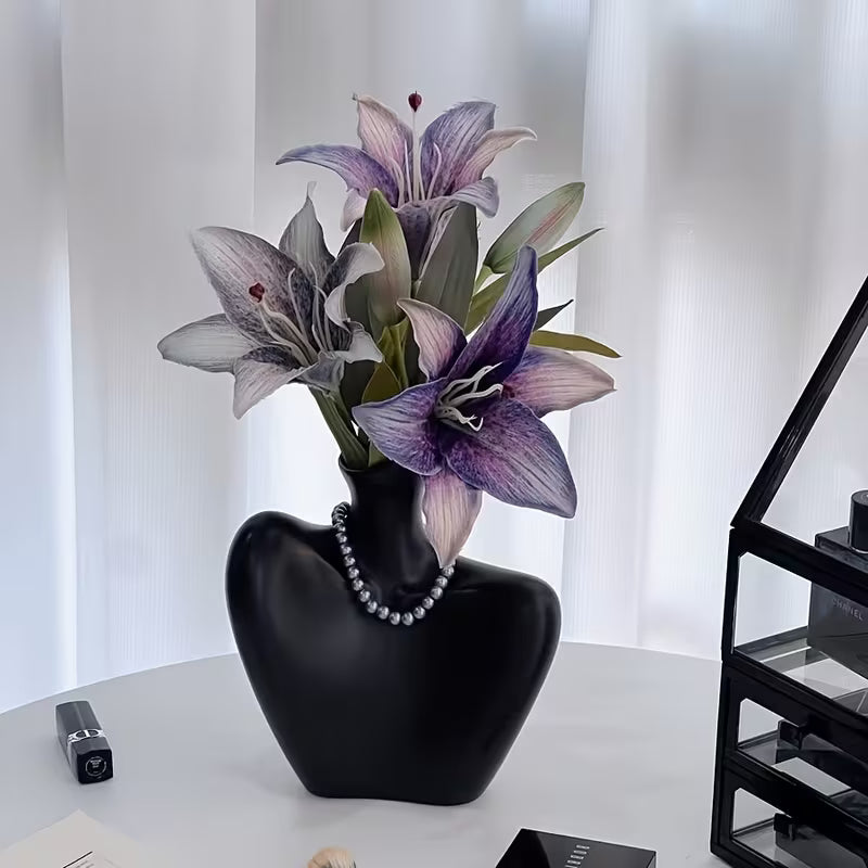 1 Elegant INS Style Plastic Shoulder Design Vase- Modern Decorative Flower Stand, Suitable for Daily Home, Party, Wedding, and Holiday Decoration- Ideal Gift