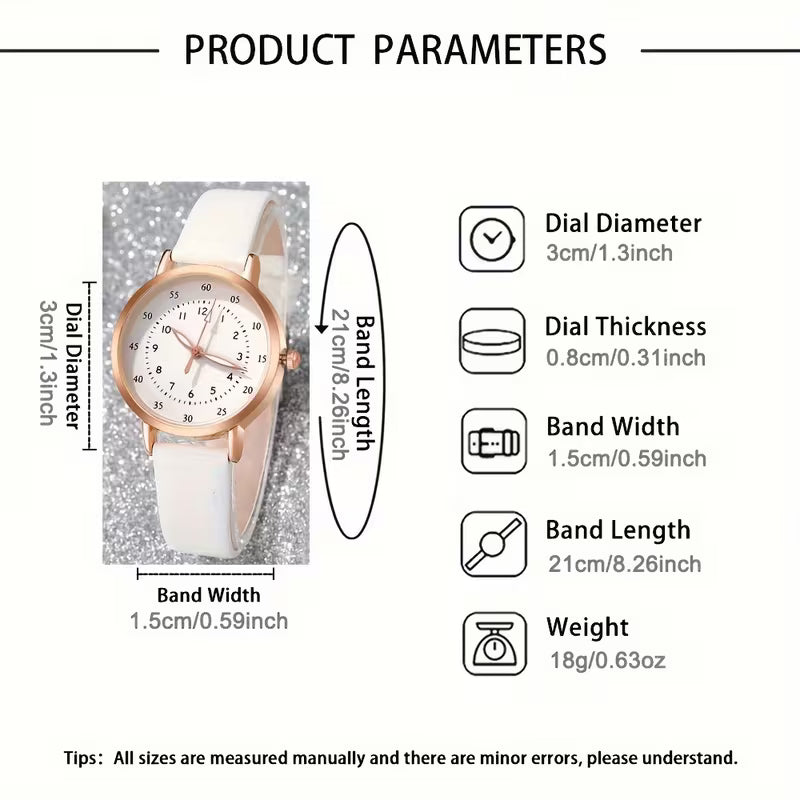 5pcs Women's Bohemian Quartz Watch & Jewelry Set - Round PU Leather Strap, Zinc Alloy Case with Matching Bracelet, Elegant Watch for Birthdays, Christmas, Valentine's Gift, Casual Attire & Special Occasions - Quartz Movement Timepiece