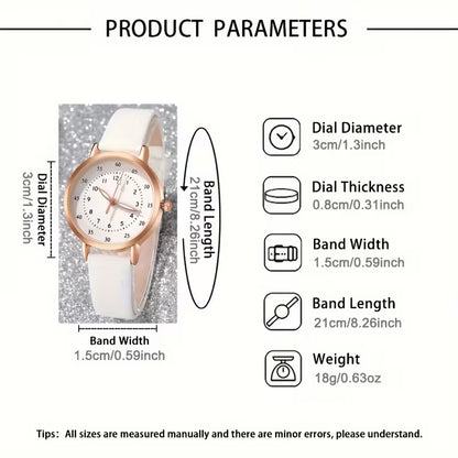 5pcs Women's Bohemian Quartz Watch & Jewelry Set - Round PU Leather Strap, Zinc Alloy Case with Matching Bracelet, Elegant Watch for Birthdays, Christmas, Valentine's Gift, Casual Attire & Special Occasions - Quartz Movement Timepiece