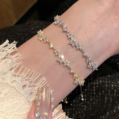 Flashing Mini Flower Zircon Pull-String Bracelet For Women