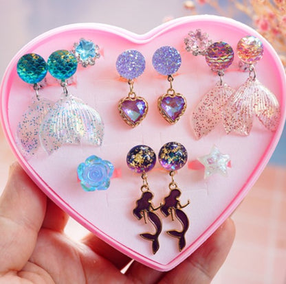 Girls Children's Gem Swan Ear Ornaments