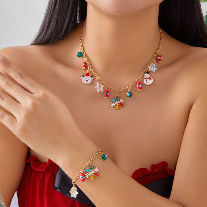 Di Yufeng Fashion Christmas Tree And Santa Claus Bracelet And Necklace Set