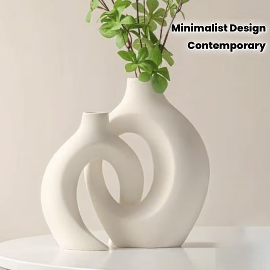 1 Set Modern Minimalist Curved Embrace Plastic Vase - Round Retro/contemporary -Free Flower Vases for Home Décor, Compatible with Living Room, TV Cabinet, Porch - & - Vase Set for Small or Bottles (Decorative)