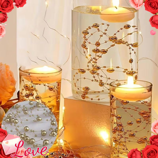 A Pack of 5, Floating Candle Vase Filler Pearl Strands, Wedding Table Decoration, Imitation Pearl Bead Chains