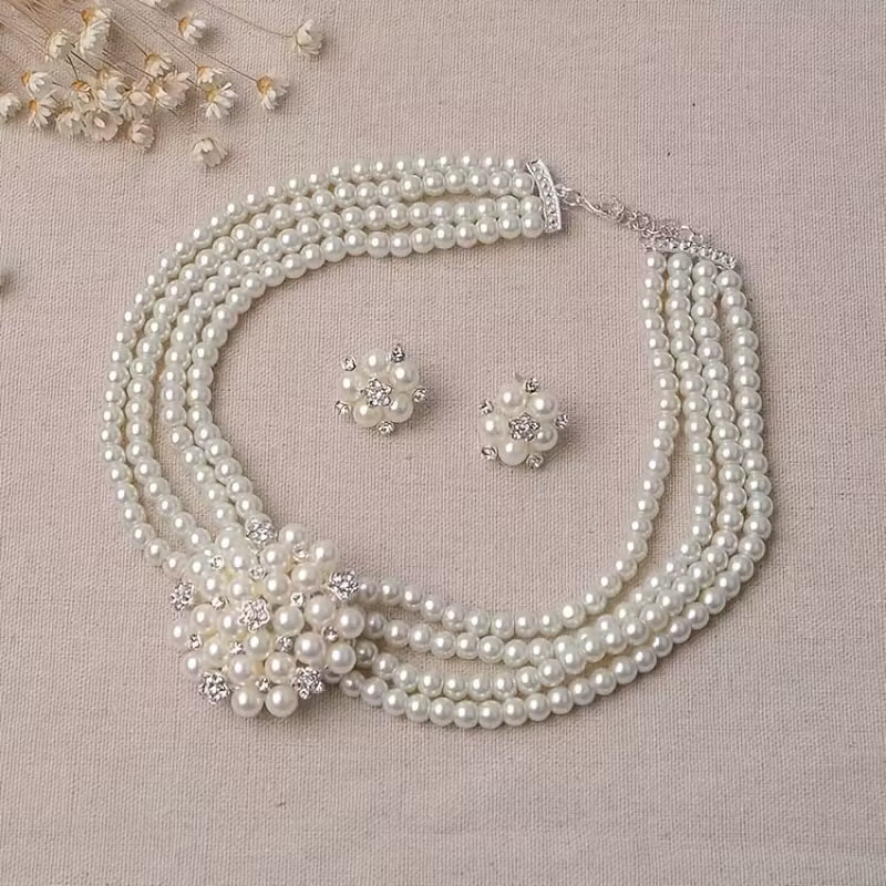 Gorgeous Bridal Jewelry Set: Atmospheric Luxury Necklace & Earrings For Weddings & Performances Christmas Halloween Gifts