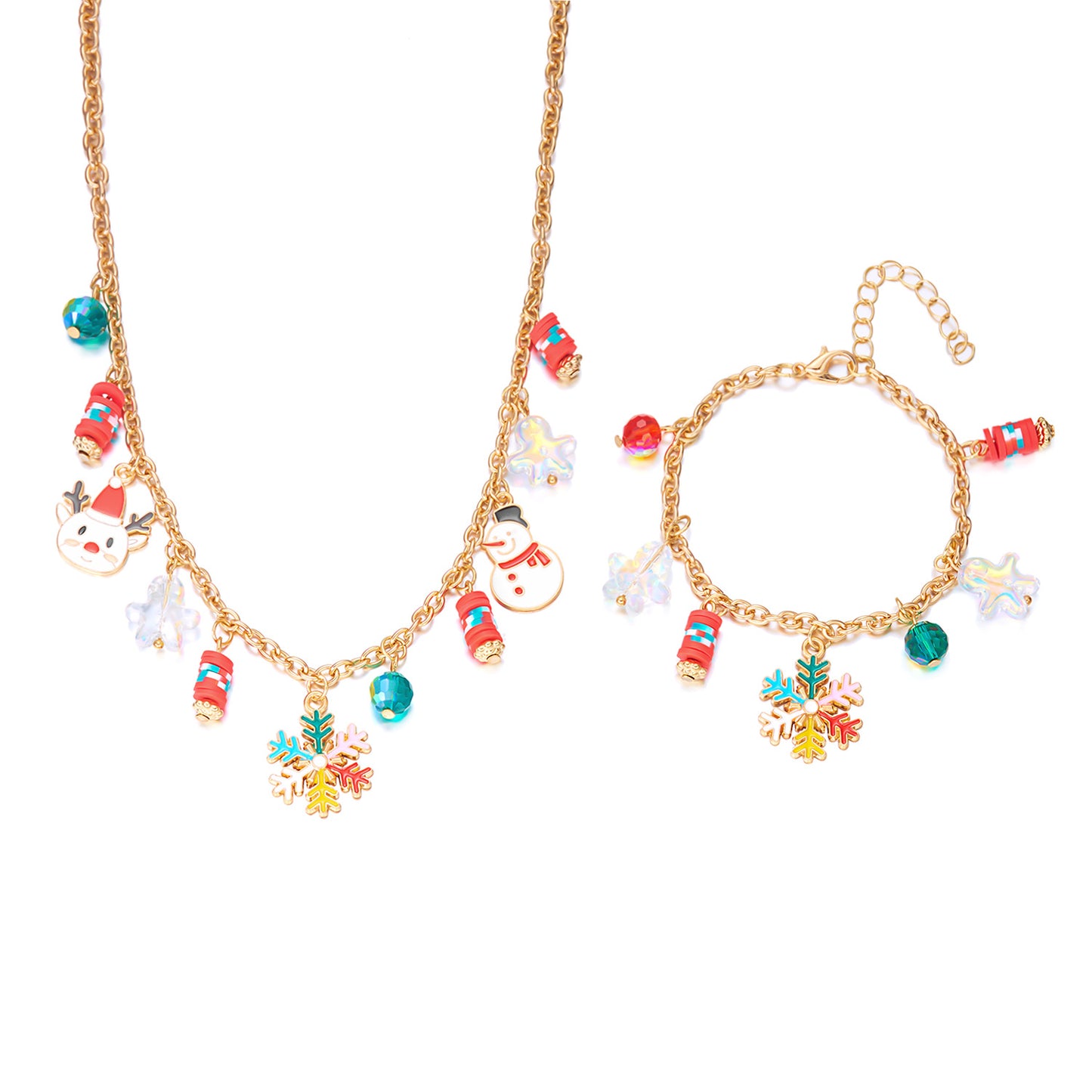 Di Yufeng Fashion Christmas Tree And Santa Claus Bracelet And Necklace Set