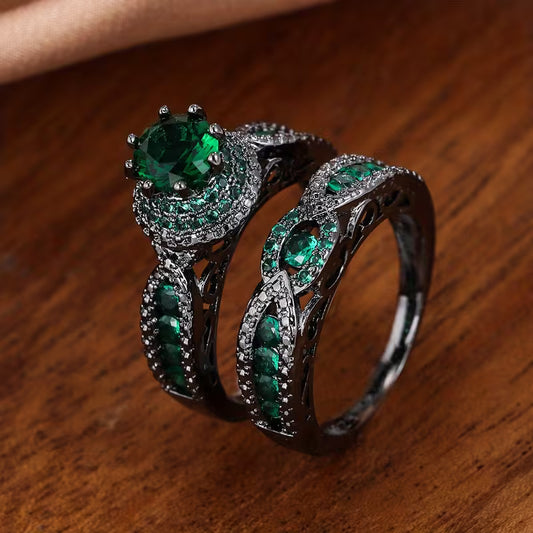 Vintage Luxury Copper Ring with Synthetic Zirconia, Colorful Cubic Zirconia Mosaic, All-Season Daily & Party Accessory, No Holiday Theme