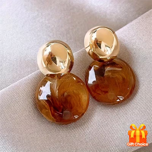 1 Pair of Minimalist Fashion Geometric Round Resin Women's Earrings, Quirky Earrings, Women's Fashion Studs, Unique Design, Cute and Exquisite, Eye-Catching, Perfect Gift for Friends, Suitable for Parties, Daily Wear, and Various Occasions, Vacation