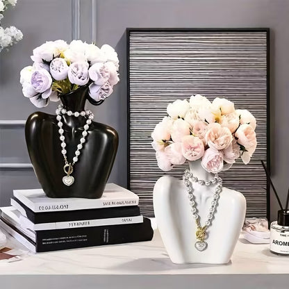 1 Elegant INS Style Plastic Shoulder Design Vase- Modern Decorative Flower Stand, Suitable for Daily Home, Party, Wedding, and Holiday Decoration- Ideal Gift