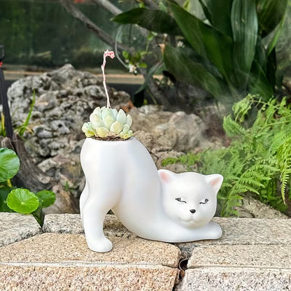 1pc of Bohemian Creative Design Cute Cat Flower Pot for Planting And Breeding, Lightweight And Multifunctional, Made of Shatterproof Synthetic Resin, Suitable for Indoor And Outdoor Use
