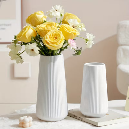 piece set of plastic striped vase combination, 3 sizes (small/medium/large), Scandinavian modern style home table decoration, durable and strong, suitable for placing dried flowers