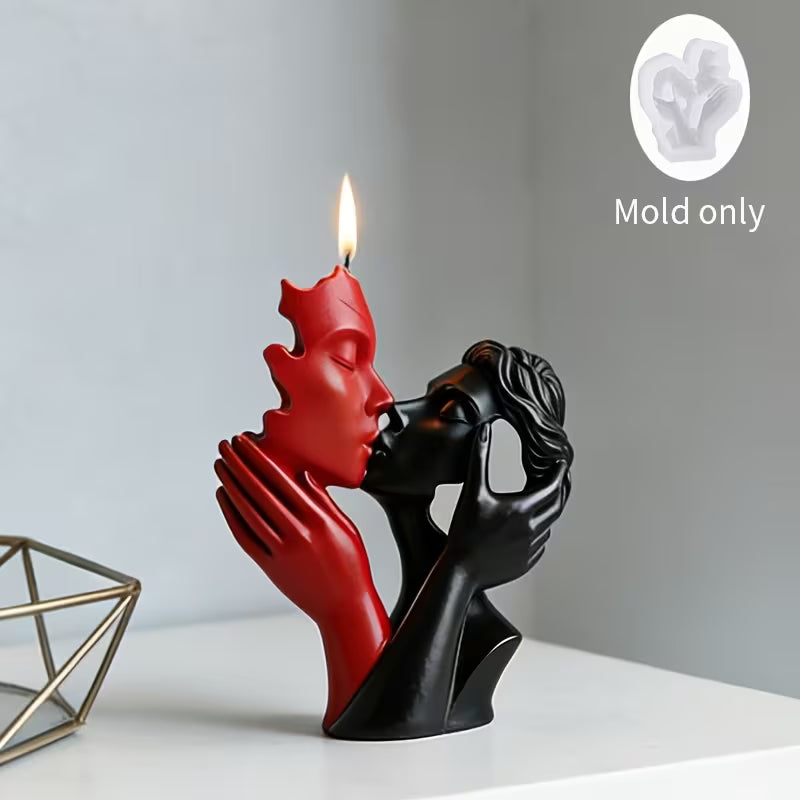 Resin Casting Molds, Mini Kissing Couple Flat-Bottom Silicone Mold, Hollow-Out Design Full of Artistic Sense, Suitable for Resin Ornaments/Candles/Soap Making, Soft and Easy to Demold with Clear Texture, Perfect for Valentine's Day Home Decor