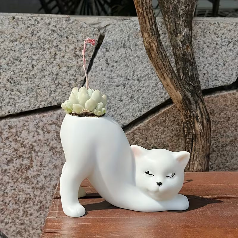 1pc of Bohemian Creative Design Cute Cat Flower Pot for Planting And Breeding, Lightweight And Multifunctional, Made of Shatterproof Synthetic Resin, Suitable for Indoor And Outdoor Use