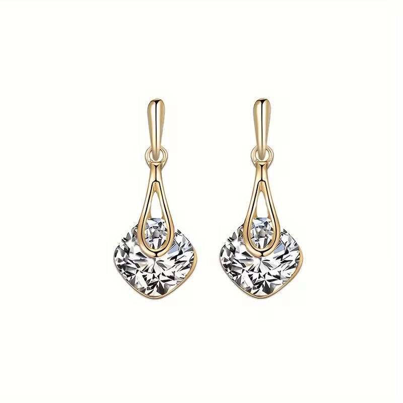 A Necklace And a Pair of Earrings, a Personalized Square Jewelry Gift Set for Mother'S Day, Featuring Alloy-Plated Glass Additions