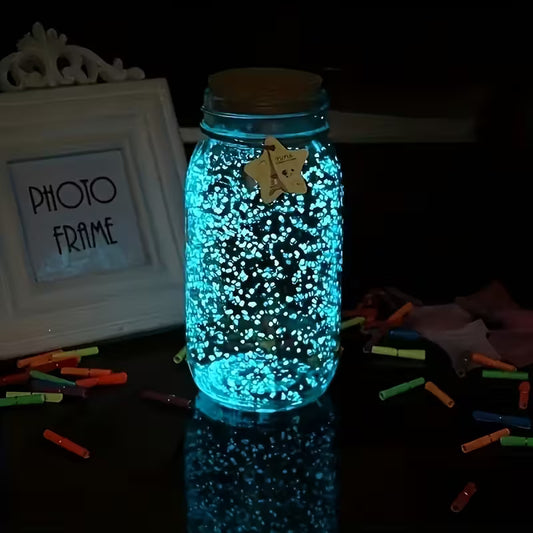 1000pcs/bag Garden Gardening Aquarium Viewing Fluorescent Small Gravel Broken Vase Hourglass Luminous Sand Fluorescent Particles, 25g