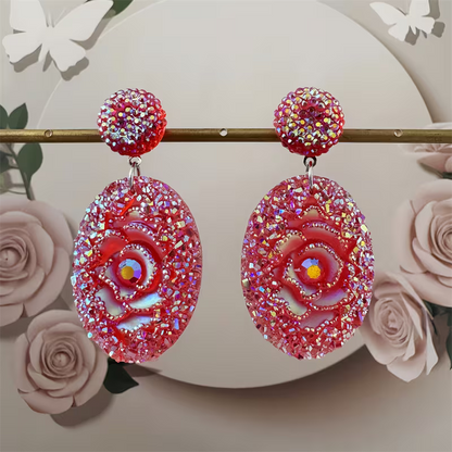 A Pair of Stunning And Flamboyant Oval Resin Drop Earrings, Featuring a Stylish, Elegant, And Luxurious Design, Making Them The Perfect Choice for Everyday Wear Or As a Gift for Women