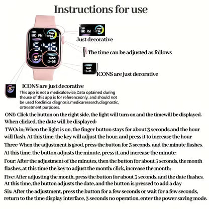 6-Piece Fashionable Pink Electronic Watch, Bracelet, Necklace, Earrings, and Ring Set for Teens - Perfect Birthday Gift for Friends, Girlfriend, or Boyfriend, Ideal for Travel, Graduation, Halloween, and Valentine's Day
