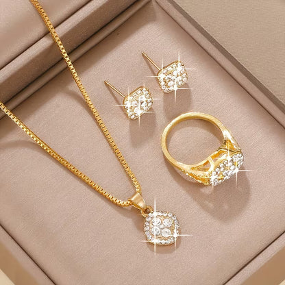 Set of 4 Women'S Trendy Square Jewelry