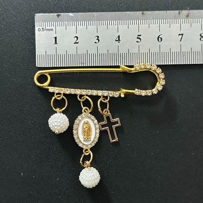 Retro Cross Faith Brooch Set With Rhinestones In European And American Style