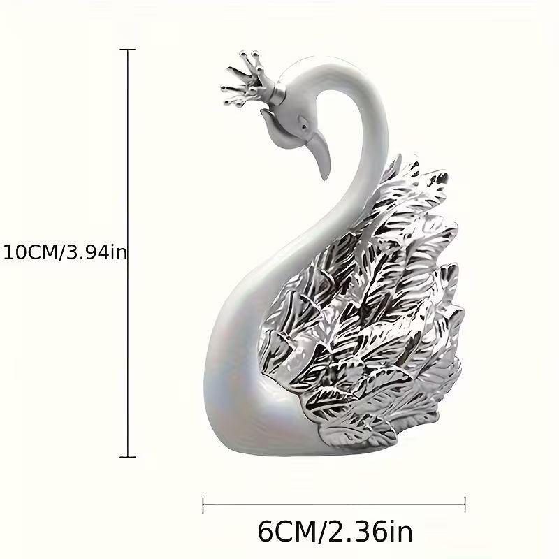 2pcs Handmade Swan Crown Sculpture Statue - Elegant Swan Neck & Crown Figure, Smooth Surface / Decor, Plastic/Resin Bookend for Shelf, Car Display - Christmas/Birthday Gift (Handmade Collectible)
