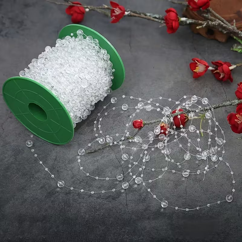 1pc 130cm/51.18in DIY Artificial Pearls Garland Fishing Line Pearls Flower Beads Chain Wedding Home Party Decorations Jewelry Accessory