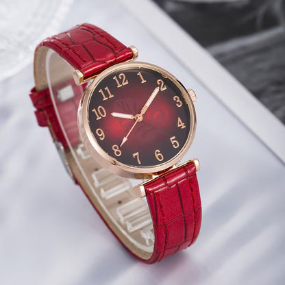 4pcs all-matching simple quartz watch jewelry set. The perfect gift for her for Christmas