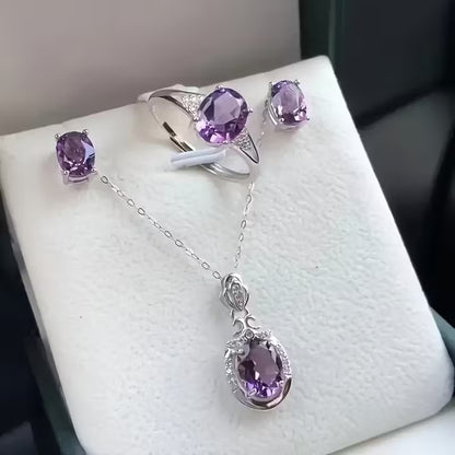 A Set of Three Purple Glass Crystal Additions, Suitable for Jewelry Making, Necklaces, And Earrings - Geometric Shaped Jewelry Components And Parts
