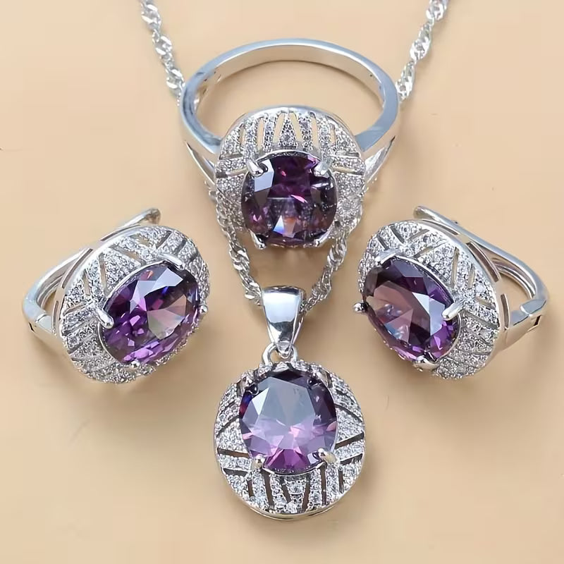 Elegant Synthetic Synthetic Zirconia Bridal Jewelry Set | 3pcs Set | Synthetic Synthetic Zirconia | Simple Style | Jewelry for Weddings, Daily Wear | Christmas, Holiday, Wedding | Simple Style