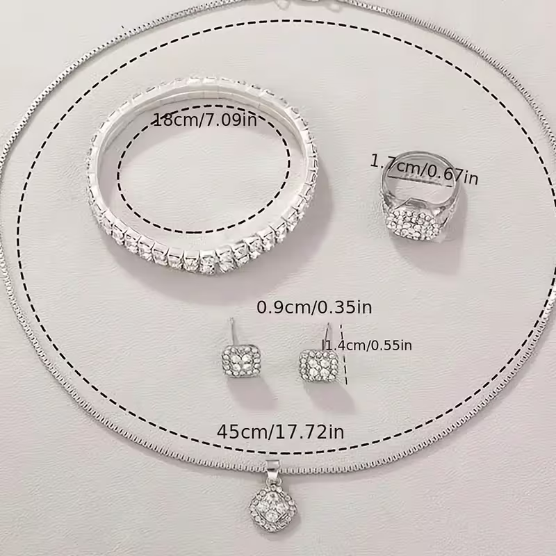 7pcs Women's Quartz Watch Concept Dial Fashion Wristwatch with Bracelet, Necklace, Ring, and Earrings Set - Perfect for Birthday Gifts and Holiday Parties, Suitable for Ladies and Students