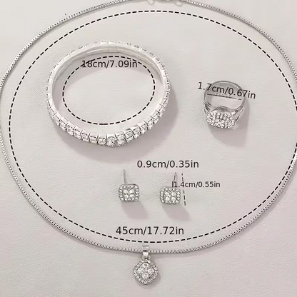 7pcs Women's Quartz Watch Concept Dial Fashion Wristwatch with Bracelet, Necklace, Ring, and Earrings Set - Perfect for Birthday Gifts and Holiday Parties, Suitable for Ladies and Students