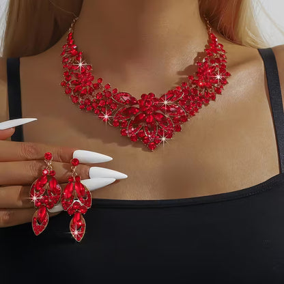 3pcs Women'S Bohemian Inlaid Large Rhinestone Sparkling Zirconia Luxury Jewelry Set