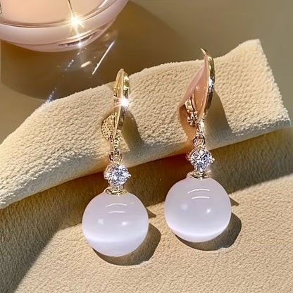 Vintage Cat'S Eye Stone Golden Water Drop Earrings, Sparkling Versatile Dangle Earrings, Perfect for Daily Wear, Parties, And Holiday Gifts, Elegant And Durable Additions