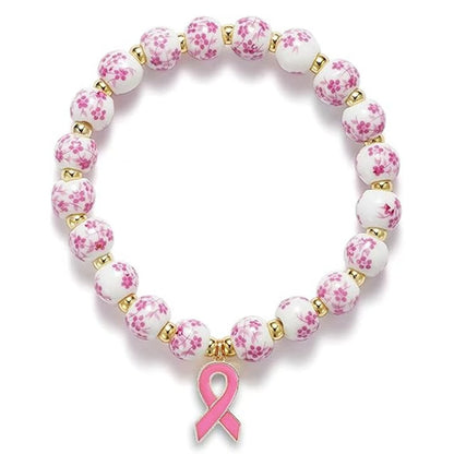 Womens Porcelain Floral Blue-and-White Ceramic Bracelet